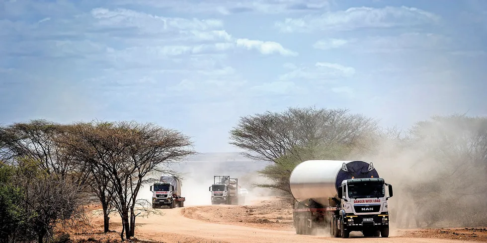 Wind turbine parts en route to Vestas' Lake Turkana project in Kenya.
