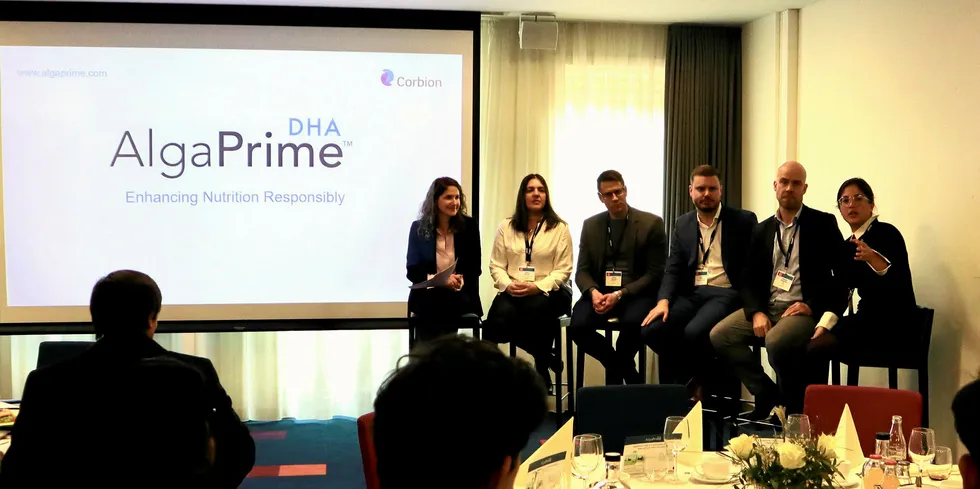 The panel discussed barriers and challenges to bringing algae-fed fish to market.