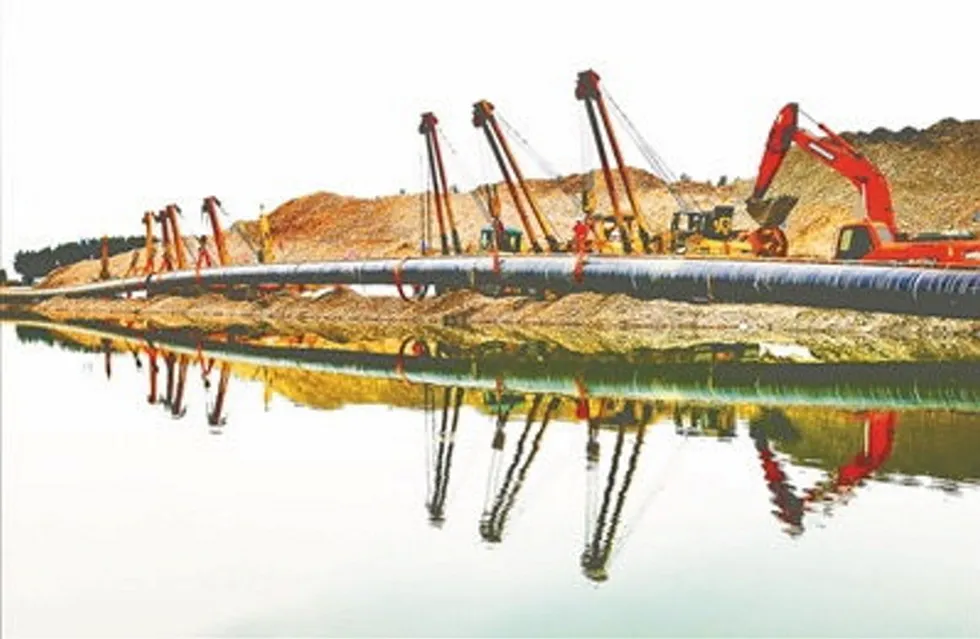 A spur line under construction in China to link Russia-China trunk gas pipeline
