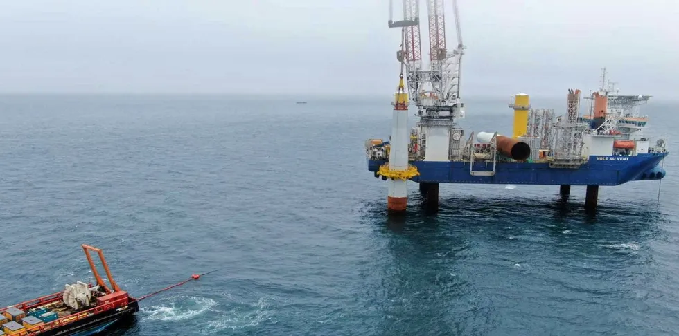 Installation of turbines at Dominion/Orsted's Coastal Virginia Offshore Wind pilot in the US Atlantic