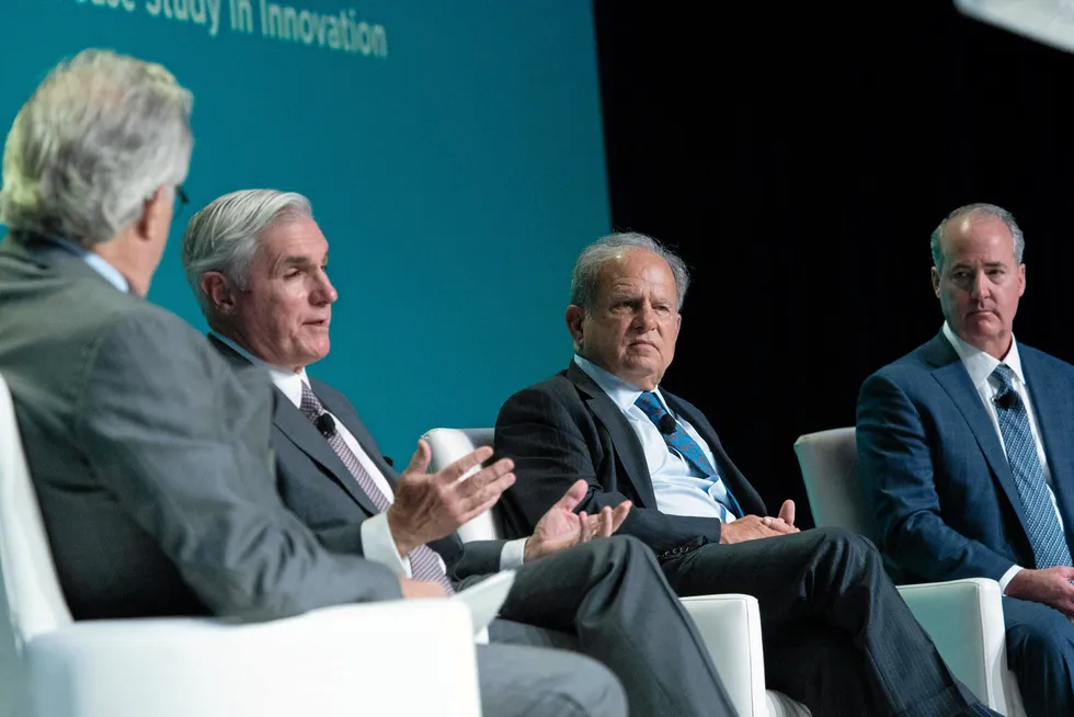 Shale in focus: ConocoPhillips’ Executive Vice President for the Lower 48 Tim Leach, Pioneer Natural Resources Chief Executive Scott Sheffield and Diamondback Energy Chief Executive Travis Stice at the US Industry Luncheon event