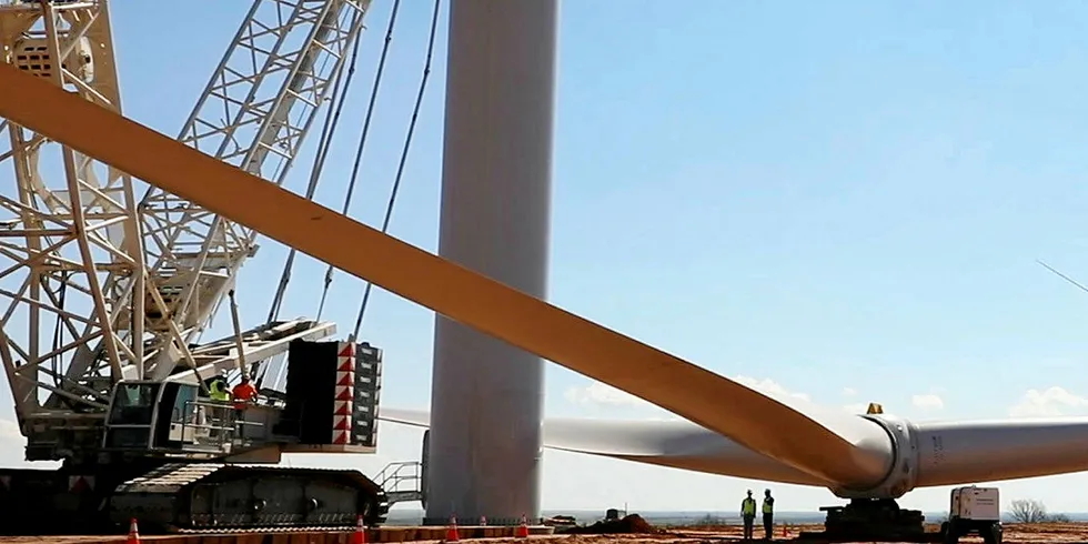 GE turbines going up at an AT&T Windforce project.