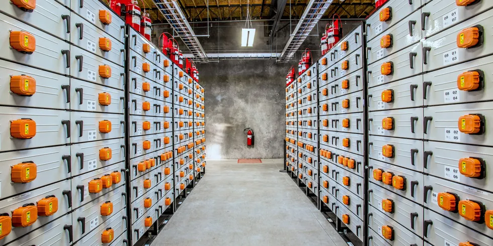A lithium-ion battery storage facility in the US, which has seen its battery sector boom in the last year.