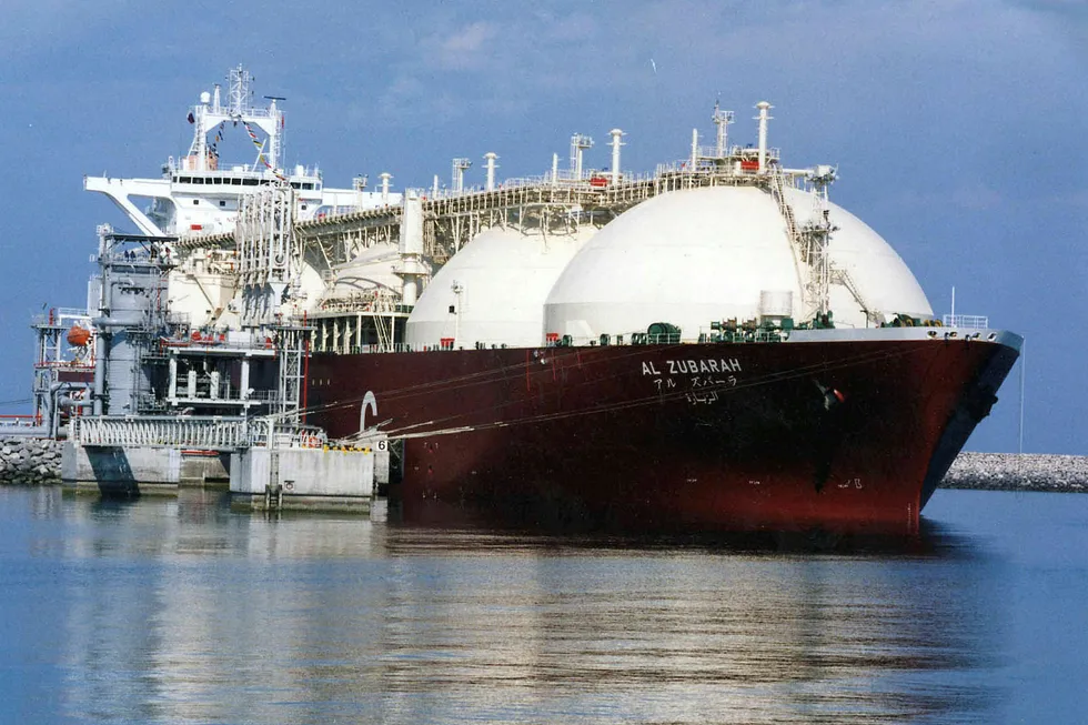 Cargoes: a liquefied natural gas carrier being loaded at Ras Laffan in Qatar, the world's number two LNG exporter