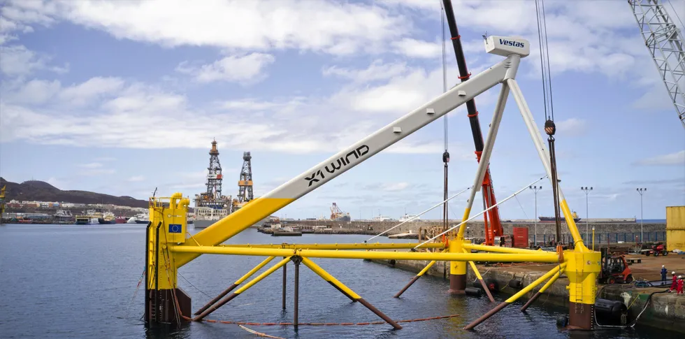 X1Wind's part-scale PivotBuoy prototype in Las Palmas, in the Canary Islands