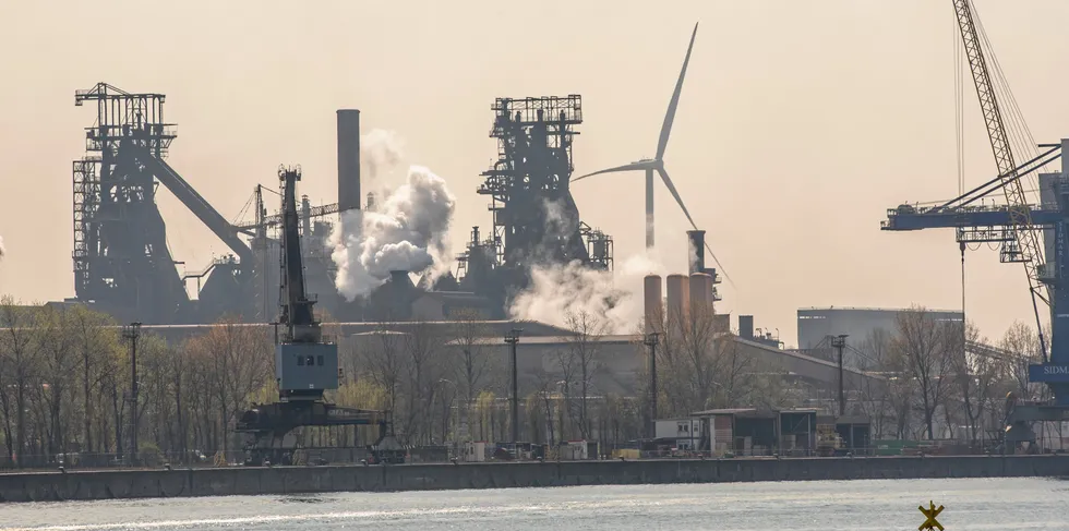 General view of ArcelorMittal in the port of Ghent, Belgium.
