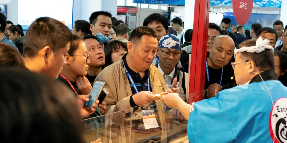 Buyers gather at the China Fisheries & Seafood Show 2018.