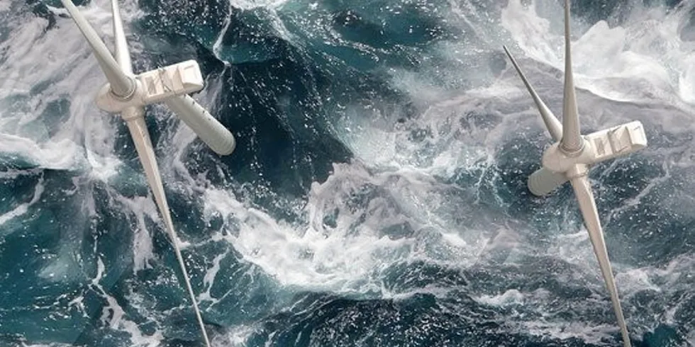CGI of offshore wind turbines in storm