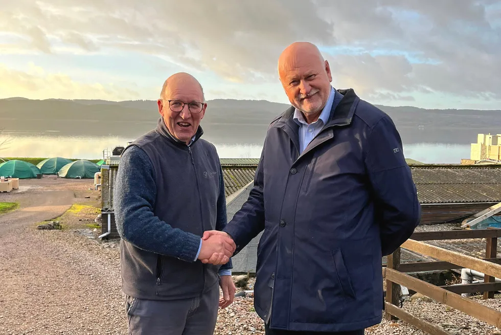 Otter Ferry Managing Director of Alastair Barge (left) and Amar Group Chairman Bjorn Apeland.