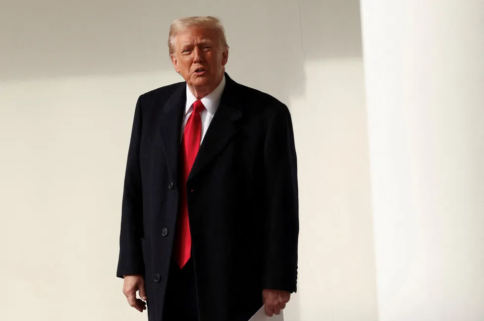 US President Donald Trump responds to question about the National Day of Prayer Service at the National Cathedral upon his return to the White House in Washington, US, on Tuesday, 21 January 2025.