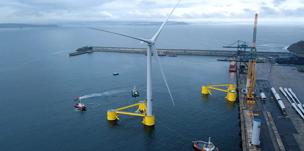 Tow-out of the first WindFloat Atlantic unit, in Spain