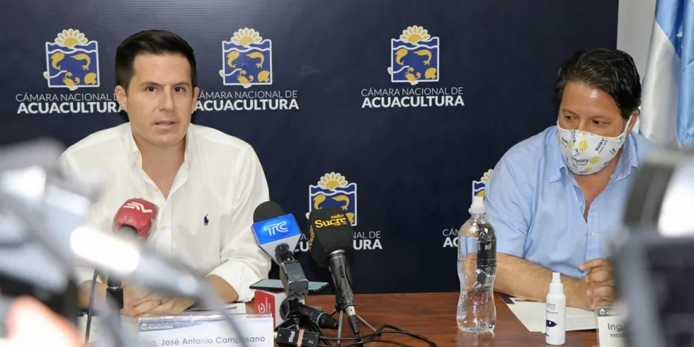 Jose Antonio Camposano. president of Ecuador's National Chamber of Aquaculture is demanding urgent government action to prevent violent attacks on the country's shrimp producers.