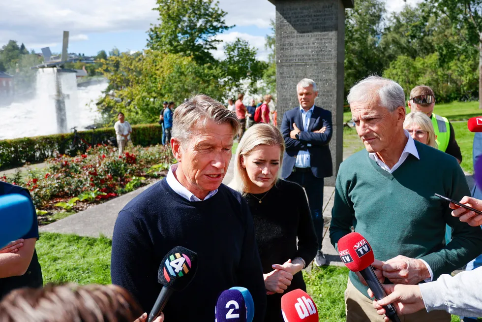 Supportive: Norway’s Petroleum & Energy Minister Terje Aasland (left), with Prime Minister Jonas Gahr Store (right), and Justice Minister Emilie Enger Mehl (centre)