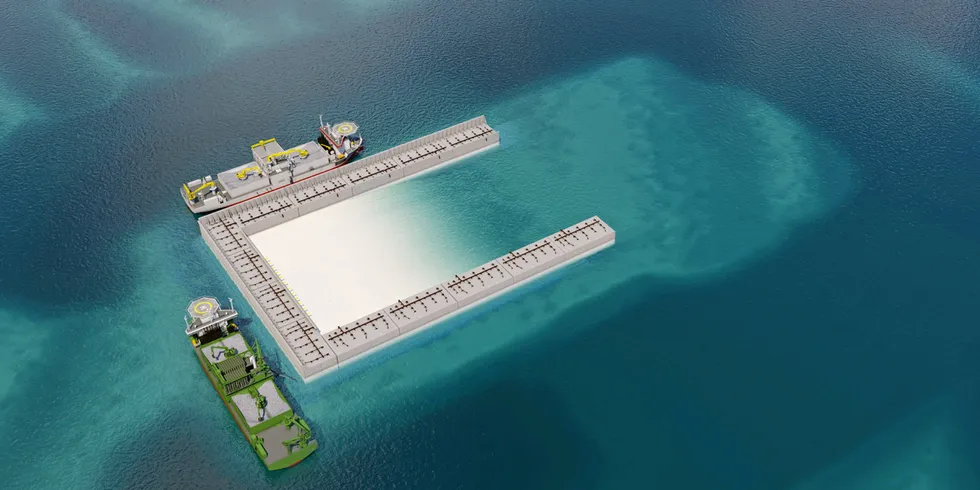 Rendering of the pioneering energy island planned off Belgium.