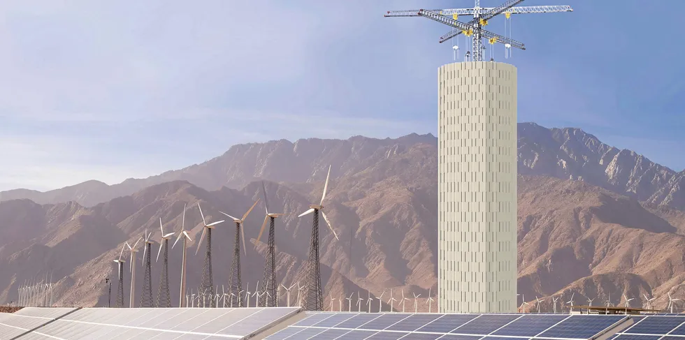 A rendering of an Energy Vault deployment.