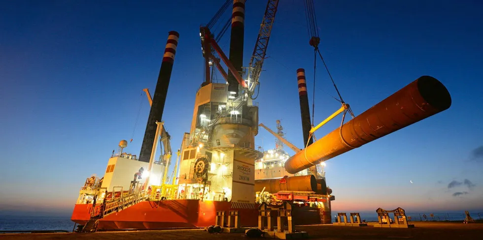 Seajacks' Zaratan installation vessel loading up