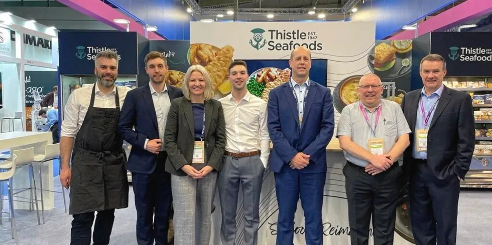 The Thistle Seafoods team at the Seafood Expo Global 2023 in Barcelona.