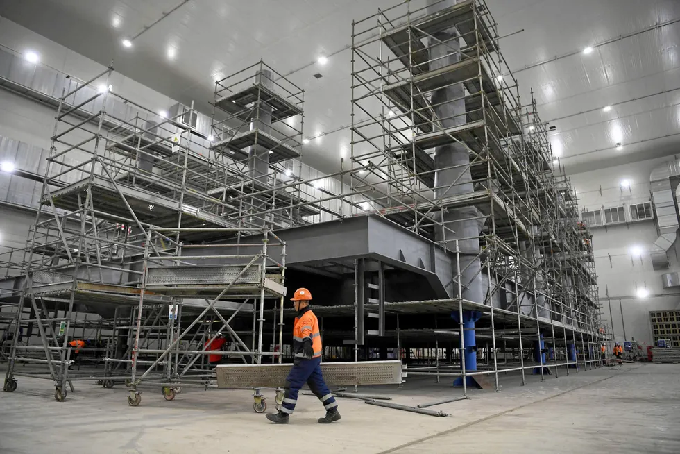 Round the block: Novatek’s offshore construction centre at Belokamenka, Murmansk, where LNG trains will be installed on gravity-based structures for the Arctic LNG 2 project.