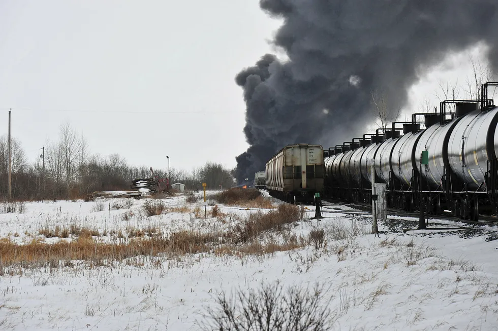 Fire: crews work to clean up site of derailment near Guernsey, Saskatchewan