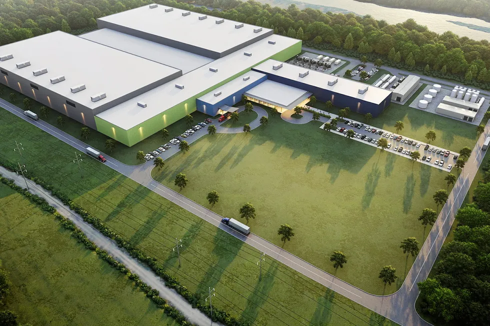 A rendering of Great Northern Salmon's project in Millinocket, Maine.