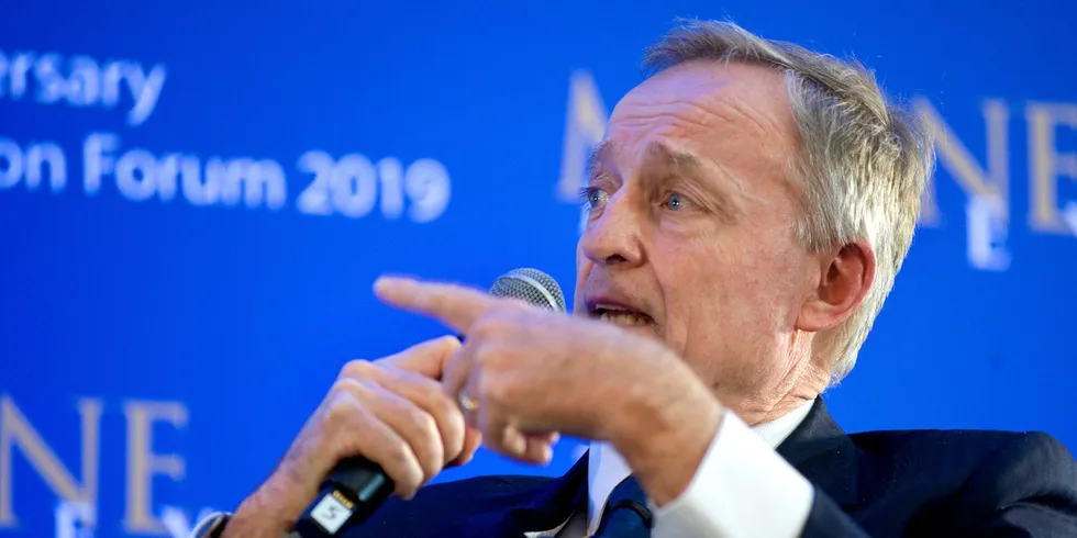 Tony Foster, chief executive of Marine Capital, at the Marine Money conference, in 2019.