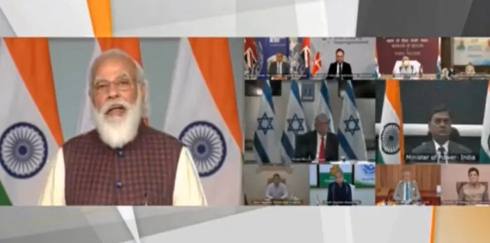 Prime Minister Narendra Modi speaking to international delegates at the RE-Invest conference on Thursday.