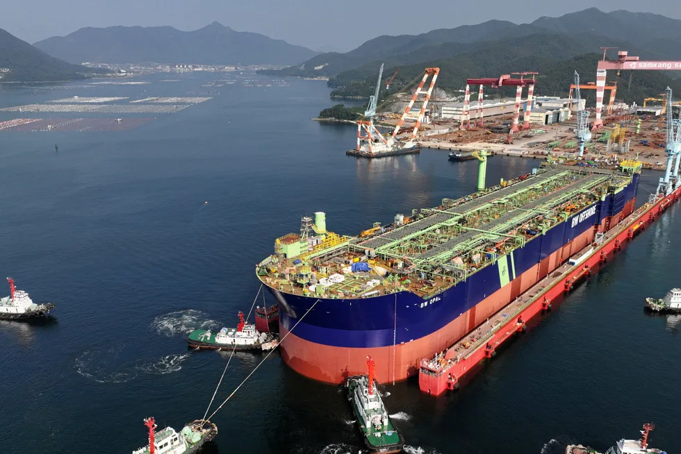 The hull for BW Offshore's Barossa FPSO at Samkang M&T, South Korea.