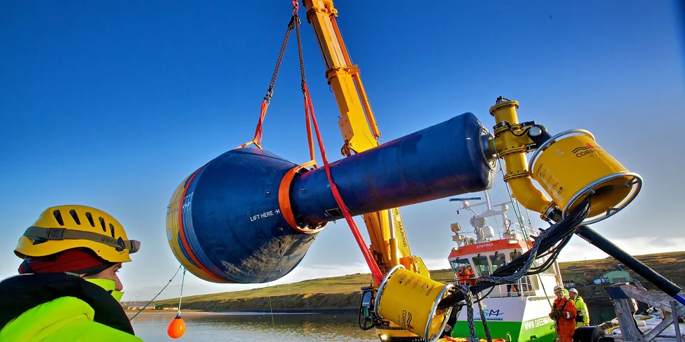 Swedish outfit CorPower's 300kW C4 buoy being installed off Portgual last year as part of the HiWave-5 pilot