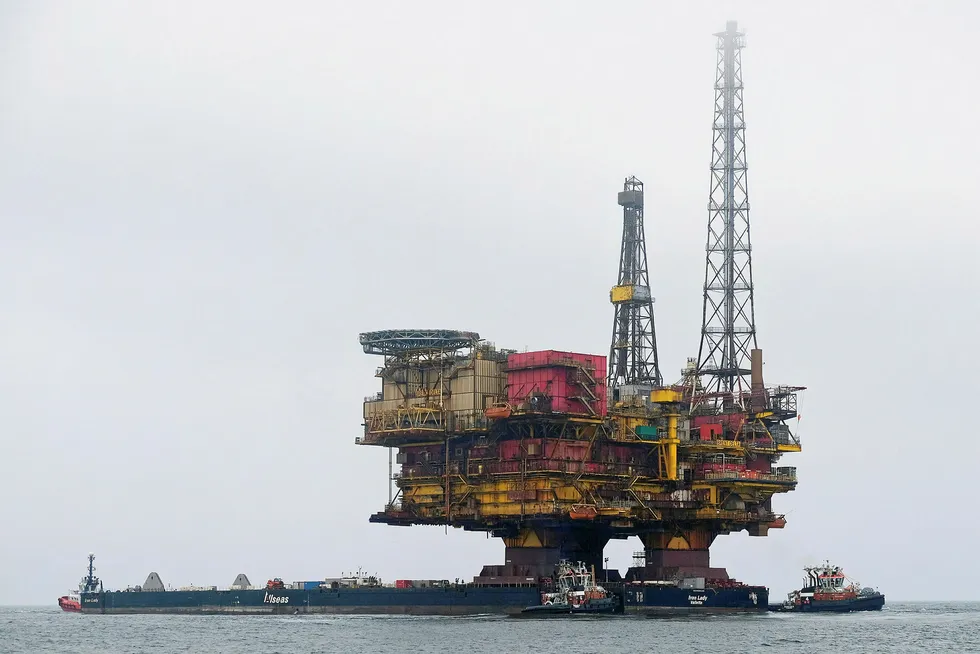 Dismantling: the topsides of Shell's Brent Delta platform arriving at Able UK's yard in north-east England two years ago for decommissioning