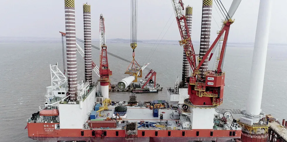 Construction on offshore wind farm off China