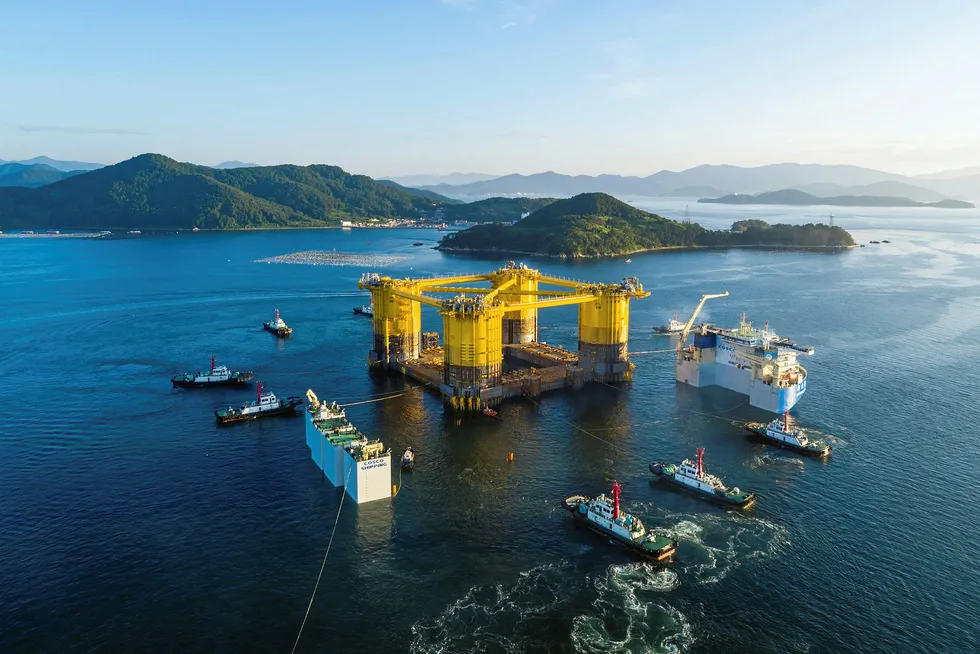 On course: the Appomattox hull is on its way to Ingleside from Cosco