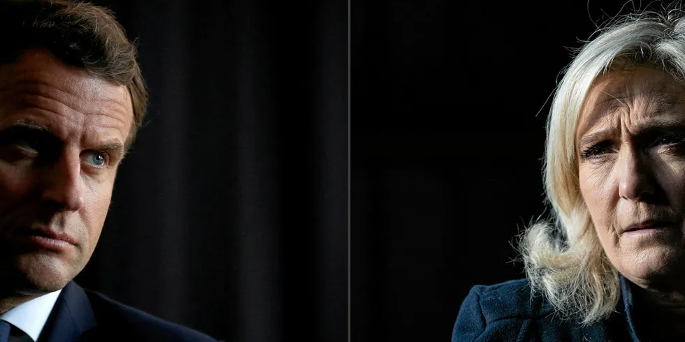 French President Emmanuel Macron and his challenger in Sunday's runoff election, Marine le Pen