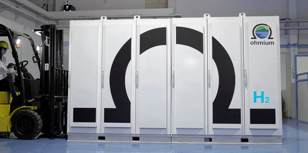 An Ohmium electrolyser unit.