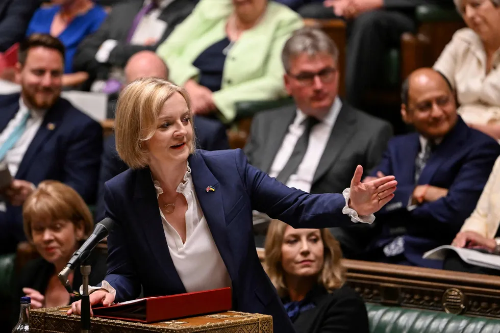 Handing out: UK Prime Minister Liz Truss speaking in parliament on Wednesday