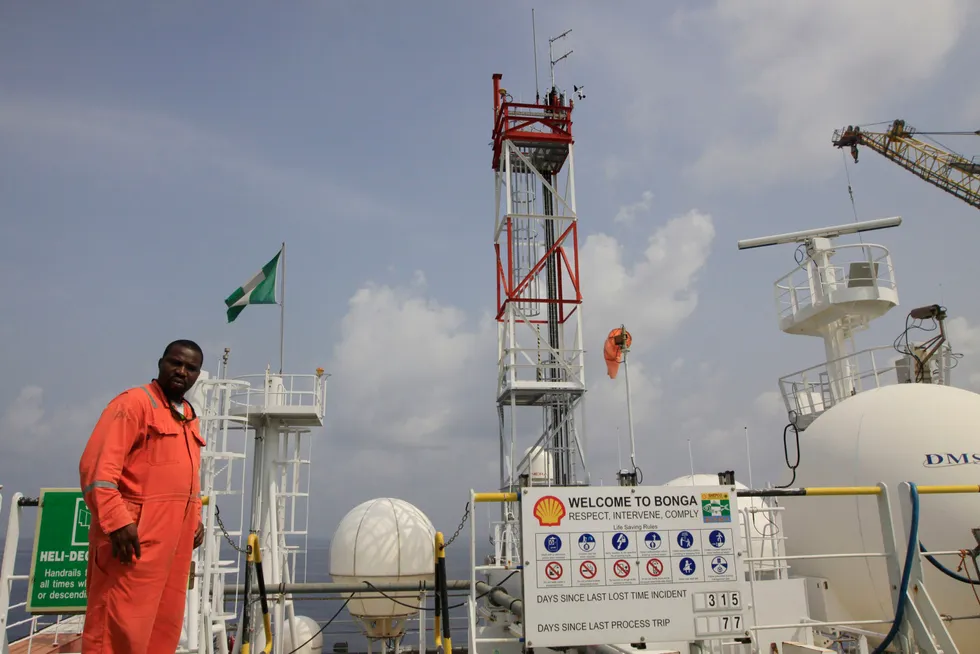 Rig wanted: a worker on Shell's Bonga floating production, storage and offloading vessel in 2011.