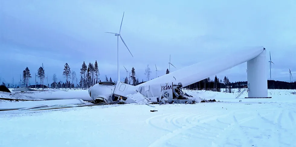 The Vestas V150 collapsed in November.