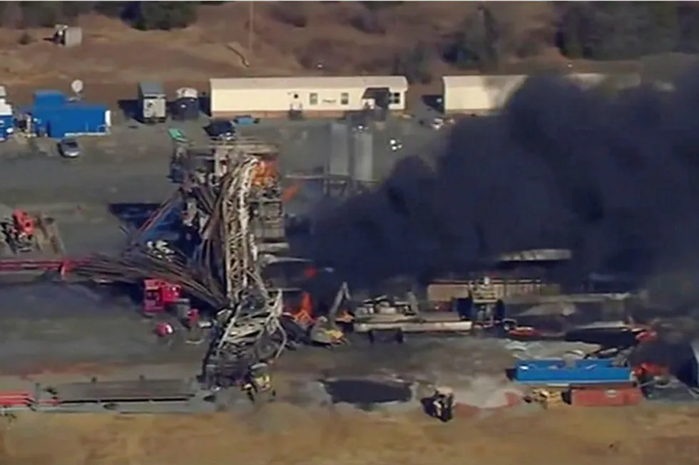 Rig explosion: A fire is still ongoing after an explosion in Oklahoma Monday morning