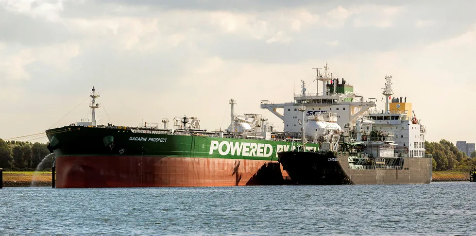 Shell's LNG bunker vessel Cardissa in Rotterdam