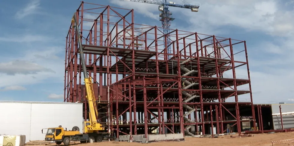 The new factory is already roughly 40 percent complete.