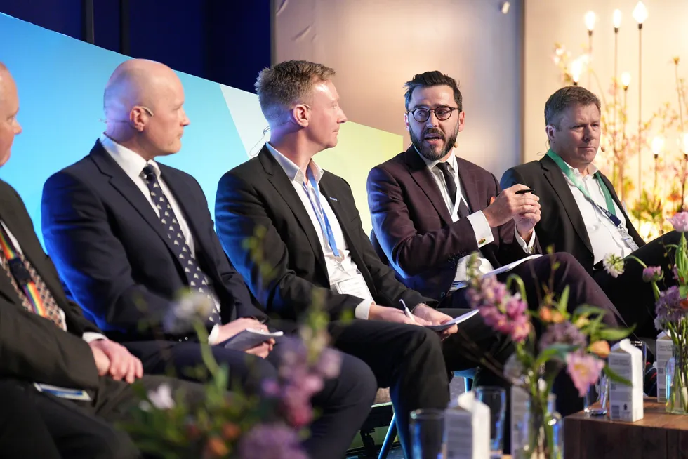 Panellists speaking during the debate over maritime security during the WindEurope summit in Copenhagen.