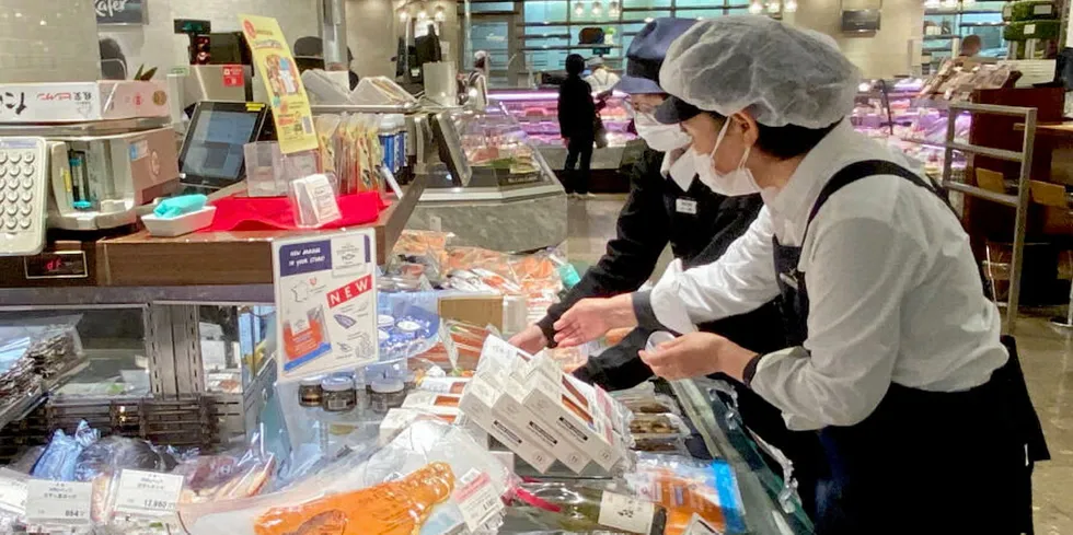 Chilled Pure Salmon products are for sale in Japanese retail outlets.