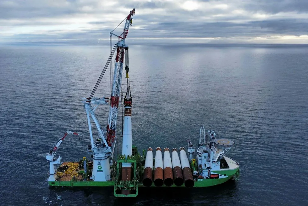 The Orion vessel at work on Moray West off Scotland.