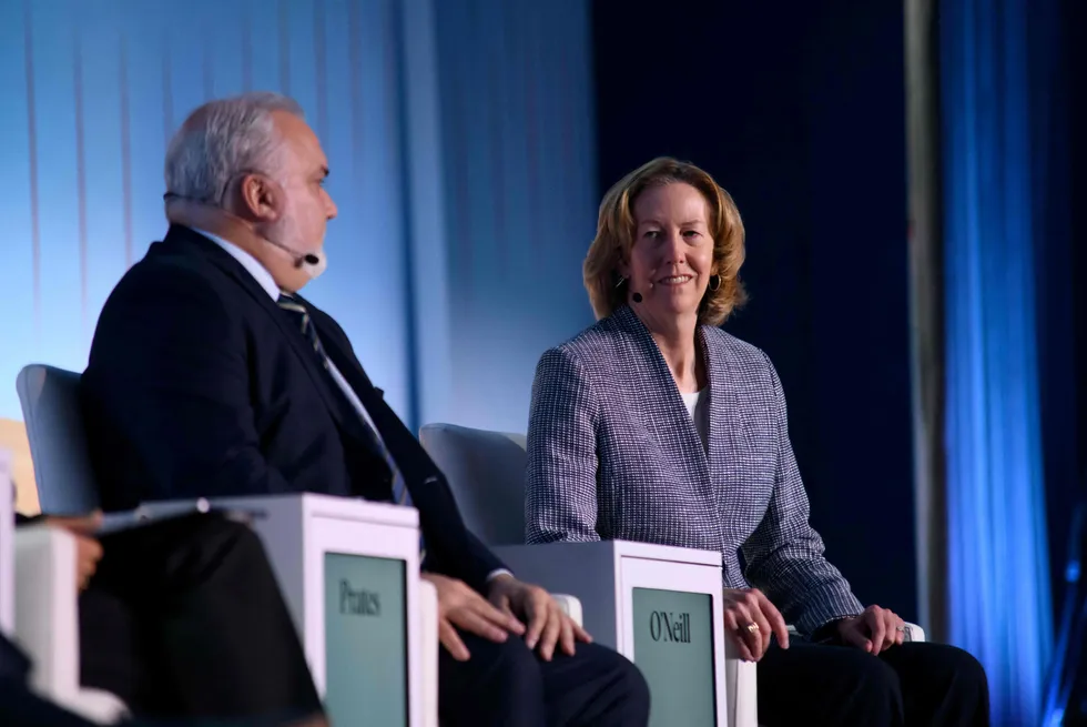 Woodside Energy chief executive Meg O’Neill (right).