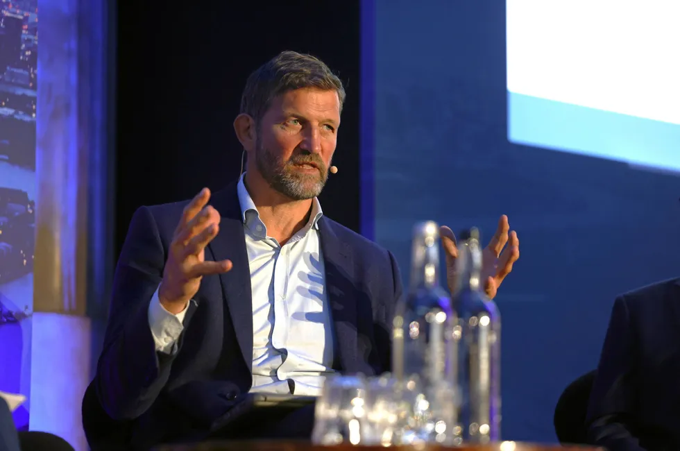 Alex Milward, director of carbon capture utilization and storage at the UK Energy Ministry, speaks at Upstream’s 2024 Energy Transition Forum.