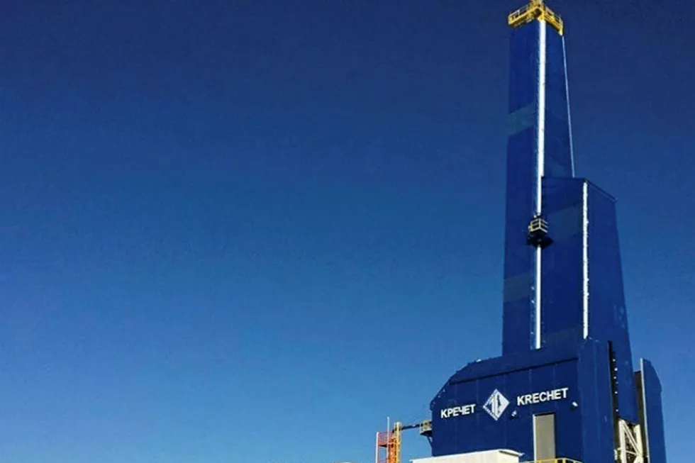 Expensive drilling: one of world's largest drilling rigs, Krechet, on Sakhalin Island in Russia