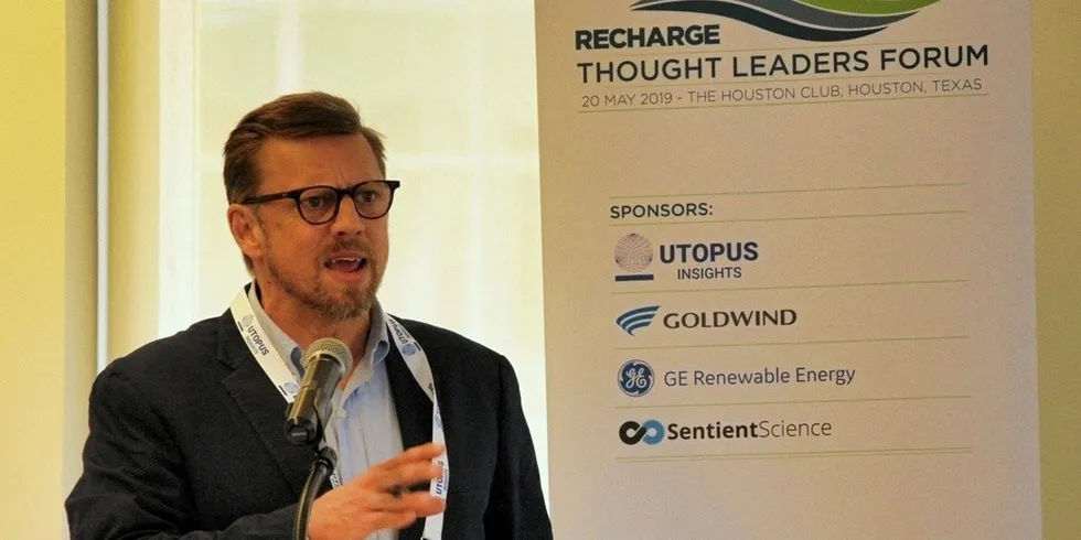 Recharge Editor in Chief Darius Snieckus speaking at a Thought Leader Forum