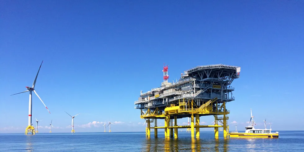 Substation at the Wikinger offshore wind farm in the German part of the Baltic Sea