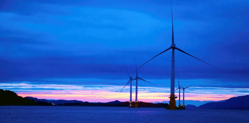 Equinor's 30 Hywind Scotland floating wind array, in the UK North Sea