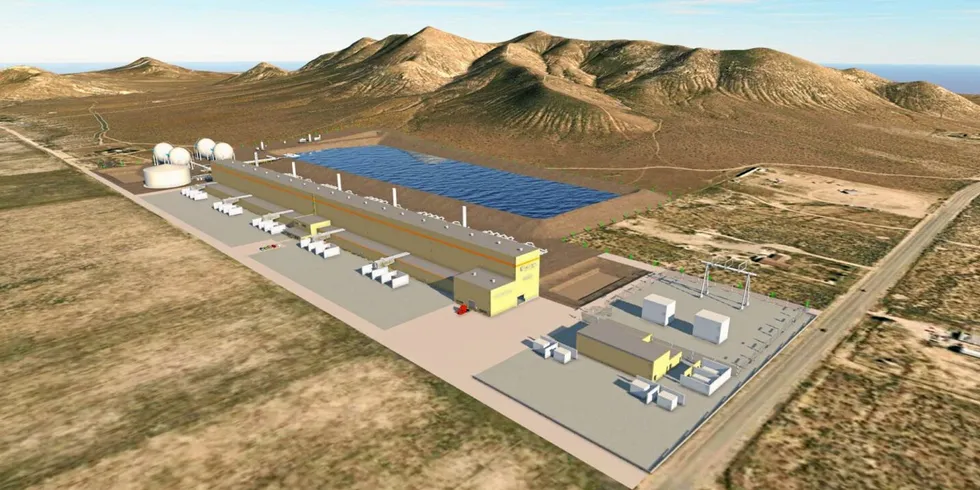 A rendering of a Hydrostor facility planned in California.