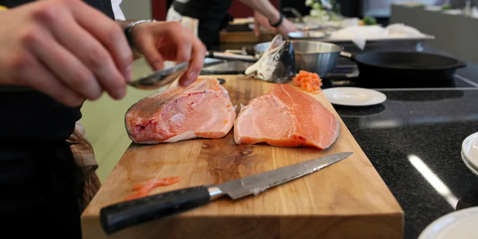 No matter how you slice it, farmed salmon prices are falling next week.